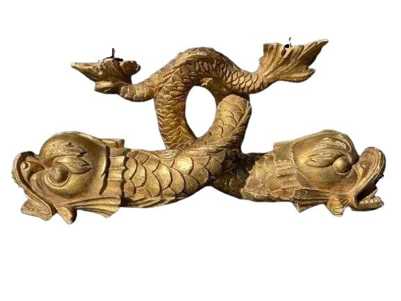 Large gold gilded Dolphin zoomorphic candle stand (1 of 20)