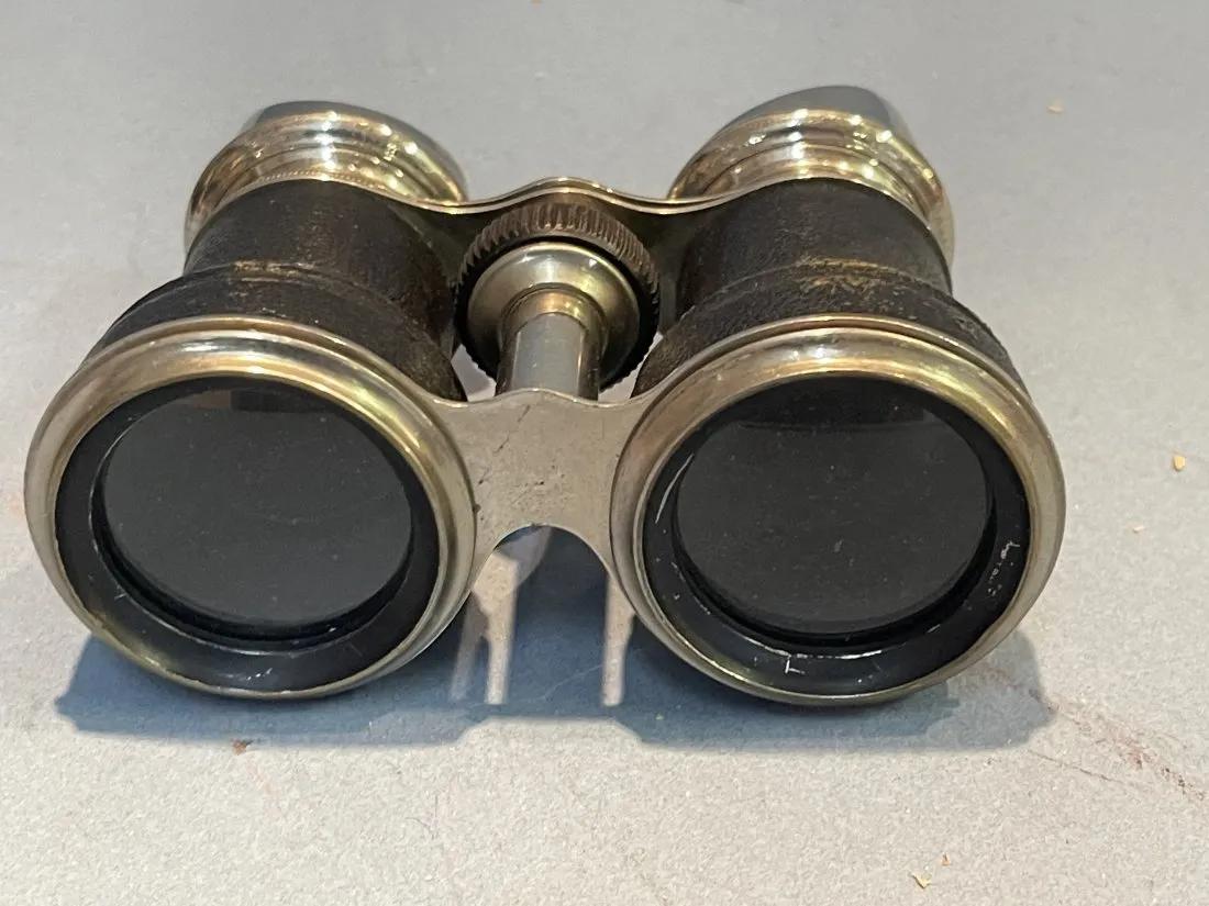 Antique Binoculars: ANTIQUE BINOCULARS WITH LARGE EYE OPENING FOR VIEWING.IDEAL OPERA GLASSES & TELESCOPE in a LEATHER COVER PROTECTOR.