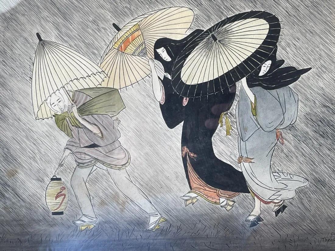 Vintage Oriental art work on paper (1 of 10)