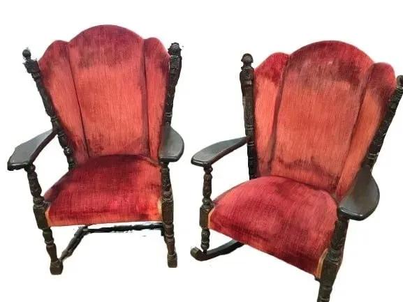 Two antique Queen Anne style Wing back chairs (1 of 9)
