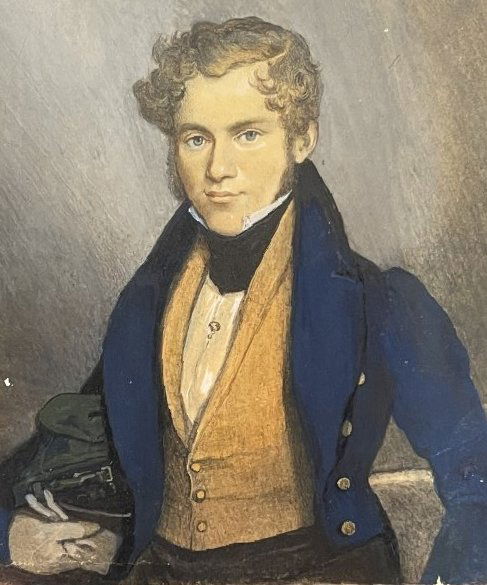 Antique Miniature hand painted watercolor portrait painting (1 of 14)