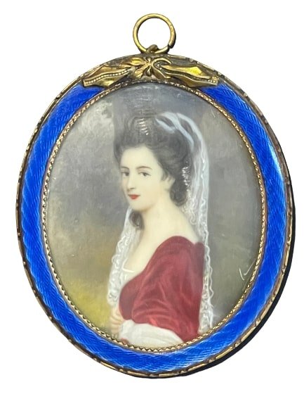 Antique Miniature oval painting (1 of 11)