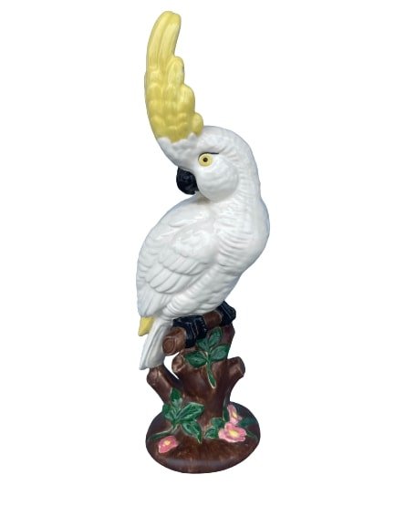 A glazed Yellow Crested Cockatoo pottery parrot sculpture (1 of 15)