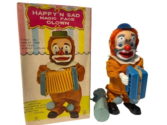 HAPPY N SAD MAGIC FACE ACCORDION PLAYING CLOWN TOY battery operated (1 of 13)