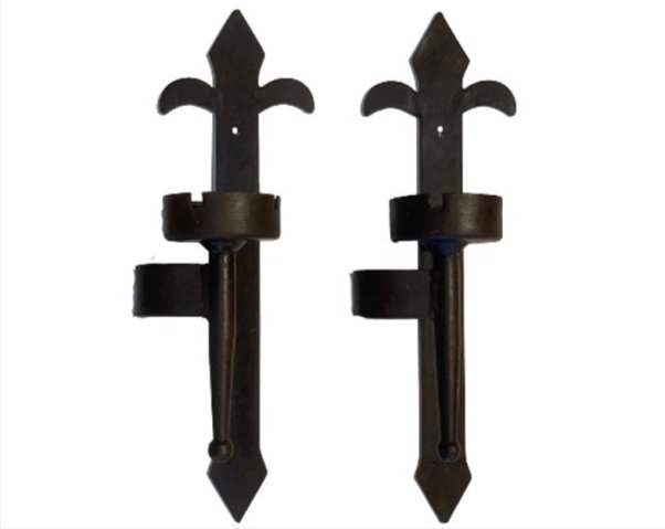 Pair of Cast Iron Candle Torch wall hanging sconce: Pair of Cast Iron Candle Torch wall hanging sconce. Gothic style Cast Iron wall hanging sconces measuring 17 1/2 inches tall.
