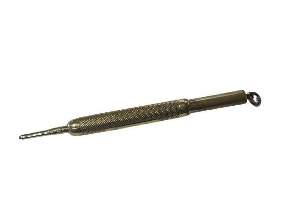 Antique gold filled Retractable Pencil Engraved pendant: Antique 10K gold filled Retractable Pencil Engraved pendant. Engraved by hand : FRED L. Benson. Stamped G.W.H CO.