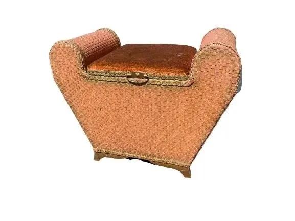 Antique wicker Vanity chair with a storage: Antique wicker Vanity chair with a storage. seat lifts up to a compartment for storage