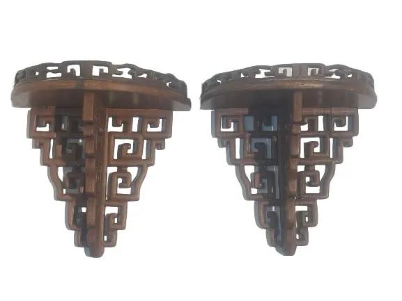Pair of Chinese Hongmu hand Carved Wall Hanging Stands (1 of 13)