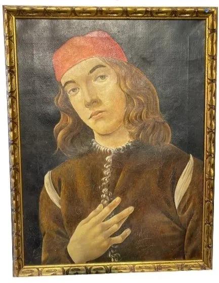 After Sandro Botticelli Oil on Canvas Painting Portrait of a Young Man (1 of 14)