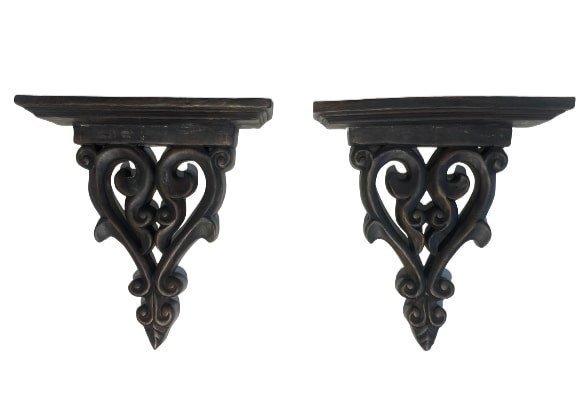 Pair of hand carved wood wall hanging Sconce (1 of 13)