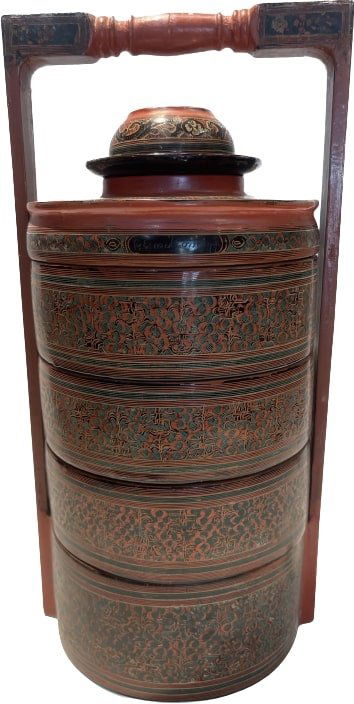 Old Asian four Compartment Tiffin wedding food box carrier (1 of 16)