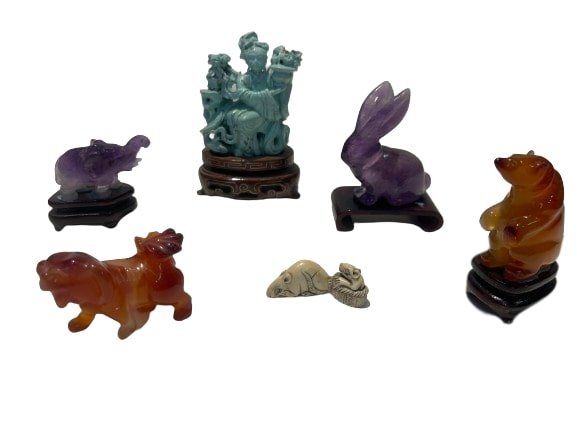 Group of small Chinese decorative display statues (1 of 16)