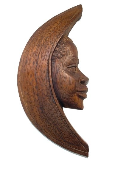 A Hand carved African wood work Moon face (1 of 9)