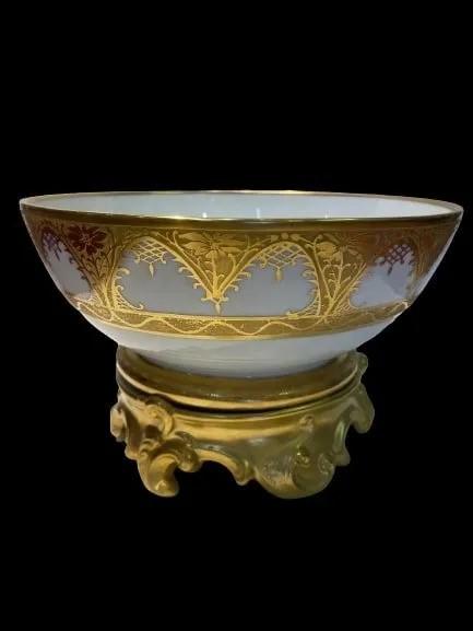 A large French Limoges porcelain Bowl Signed & Gold trimmed (1 of 16)