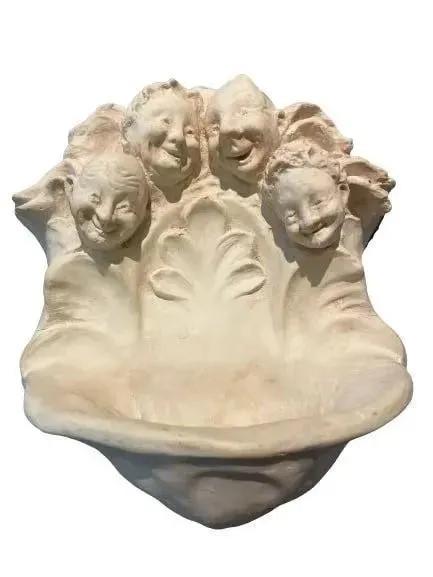 A Charming Plaster Wall hanging whimsical cherub fountain (1 of 12)