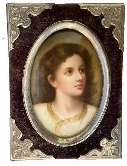 Antique Miniature Portrait on Porcelain After Heinrich Hofmann (1 of 13)