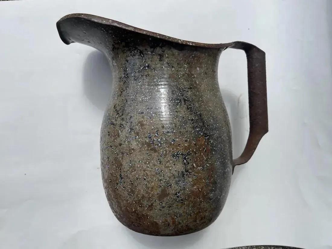 Antique US Navy Metal Porcelain Pitcher (1 of 11)