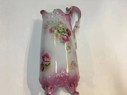 A tall hand painted Nippon pitcher: A tall hand painted Nippon pitcher. 14" inches tall.