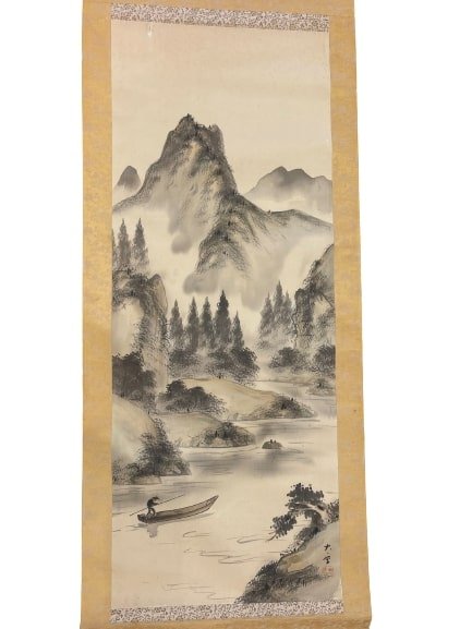 A large hand painted Chinese hanging Scroll (1 of 7)