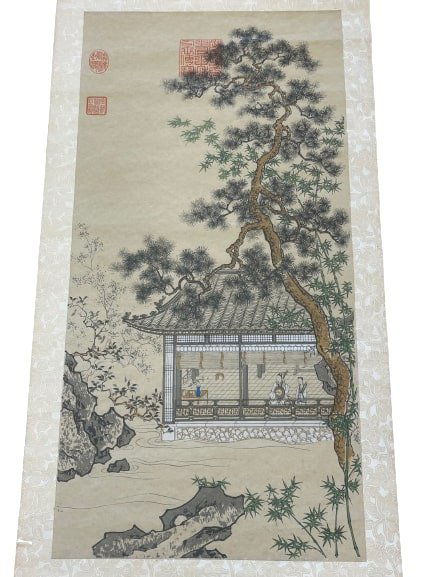 A large hand painted Chinese hanging Scroll (1 of 15)