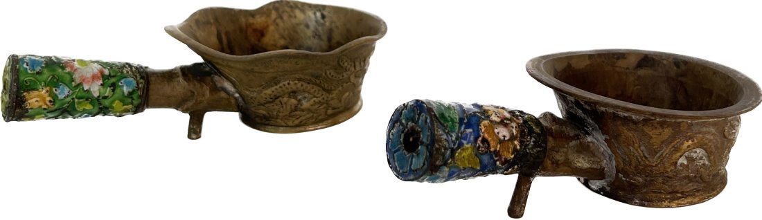 Two Chinese brass enameled Silk Irons (1 of 8)