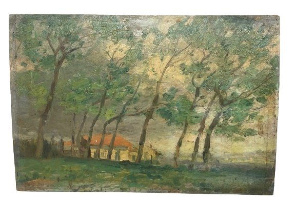 Antique Impressionist oil on board painting (1 of 12)