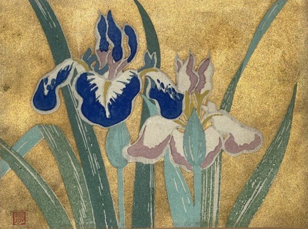 Asian stamped art work Still life of flowers (1 of 9)