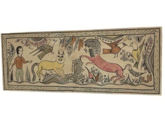 Antique Folk Art watercolor American painting or an Early Outsider Art by an unknown artist (1 of 17)