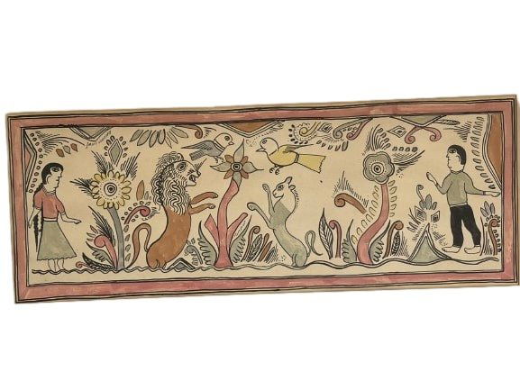 Antique Folk Art watercolor American painting or an Early Outsider Art by an unknown artist (1 of 16)