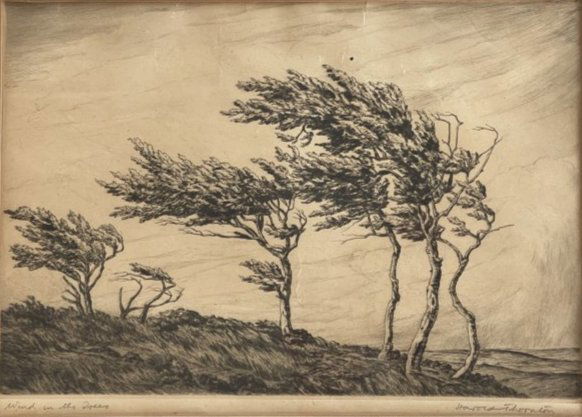 Harold Thornton (1892-1958) Etching titled Wind in the Trees (1 of 12)