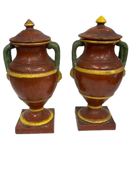 Pair of old Italian glazed pottery urns (1 of 15)