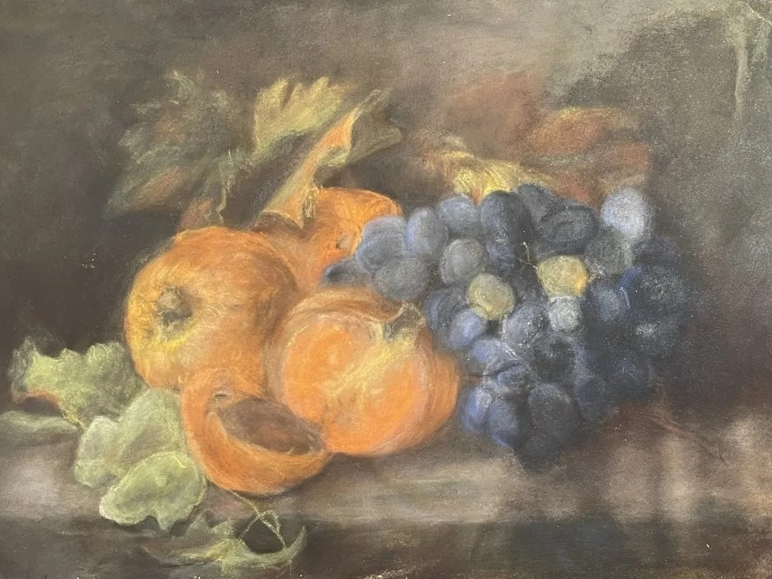 Antique French Pastel still life painting stamped Exposition Universelle of Paris (1 of 17)