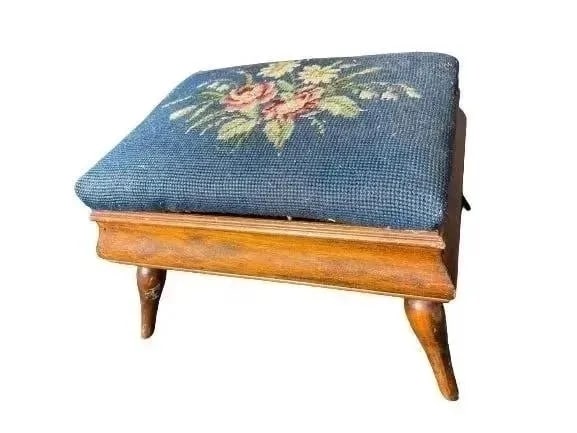 A small foot stool with needlepoint cover (1 of 13)