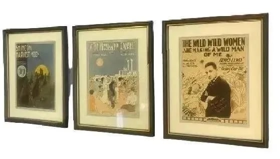 Group of Three framed vintage Music Cover Sheets (1 of 7)