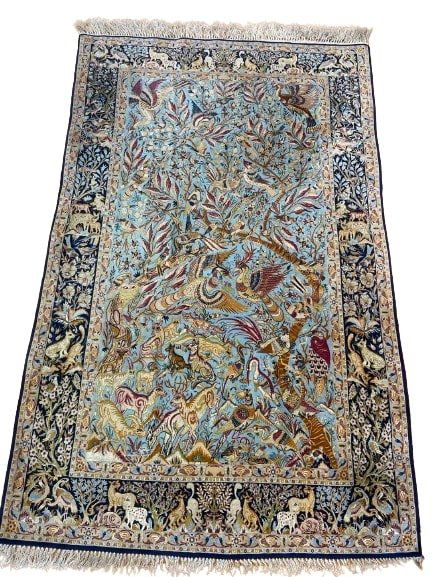 A genuine Persian Isfahan finely woven rug (1 of 15)