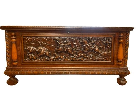 A Renaissance  style hunting scene Cassone  signed MARIO blanket Chest (1 of 20)