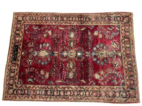 Antique Persian Sarouk signed scatter rug (1 of 12)