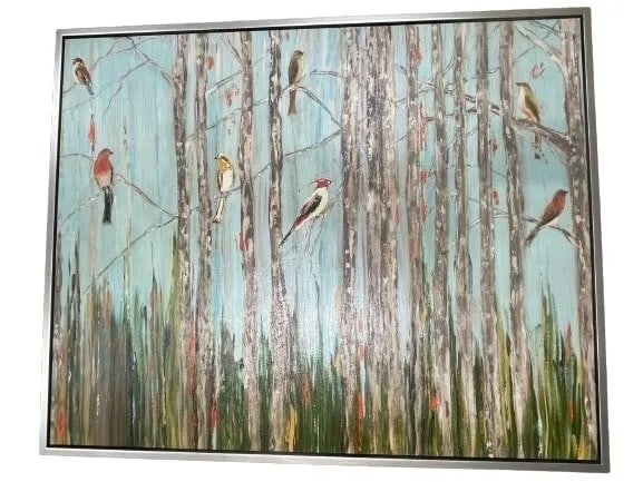 A Massive giclee oil painting of birds on the trees (1 of 20)
