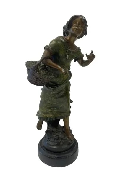 Louis Francois Moreau signed solid bronze statue (1 of 14)