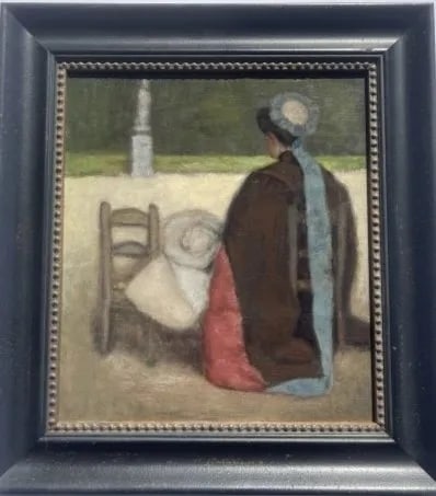Antique European Impressionist Oil on Canvas painting: Antique European Impressionist Oil on Canvas painting by an unknown artist. The work is Not signed. Frame measures 15 1/4 inches wide by 16 3/4 inches long. Sight measures 11 1/4 inches wide by 12 7/8