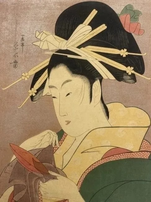 Kitagawa Utamaro (1753-1806) Antique Woodblock print (1 of 16)