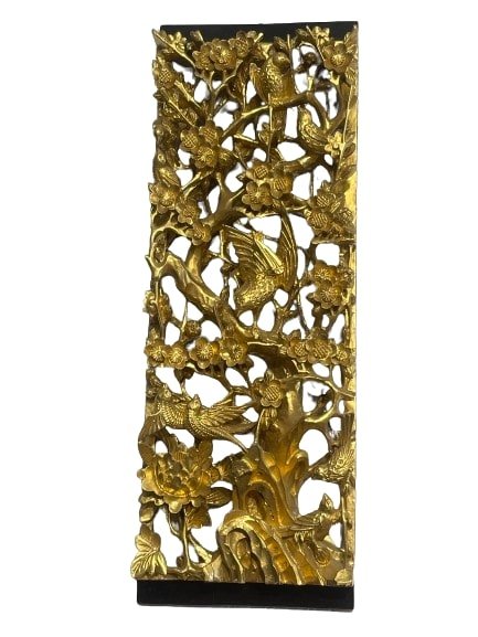 A Chinese Gilded and Lacquered Hand carved Wood Relief (1 of 16)