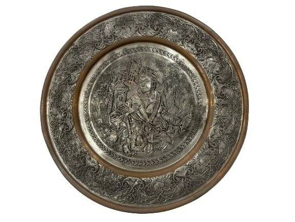 A Persian Hand hammered charger copper plate (1 of 11)