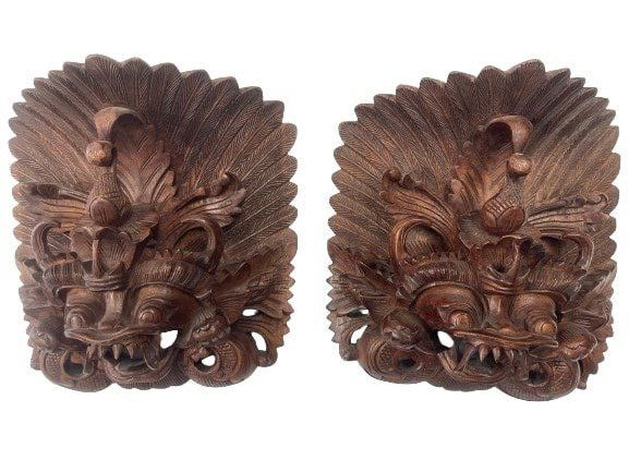 A pair of hand carved Balinese Garuda Acacia wooden mask (1 of 15)