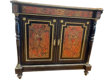 Antique French Boulle cabinet with brass inlays