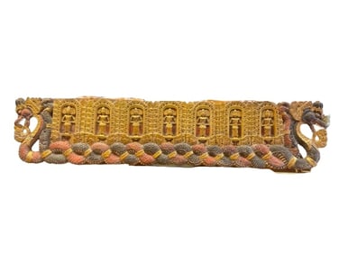 A massive hand carved Balinese Dragon ship with Seven Deities Wall Display