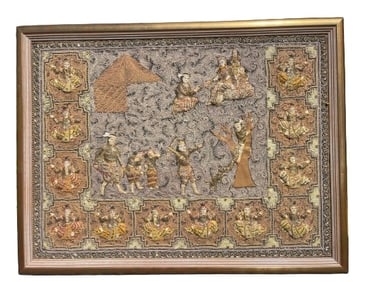 A massive old Burmese KALAGA hand sewn embroidery tapestry
