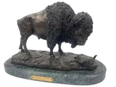 After Frederic Remington Bronze Statue of a buffalo
