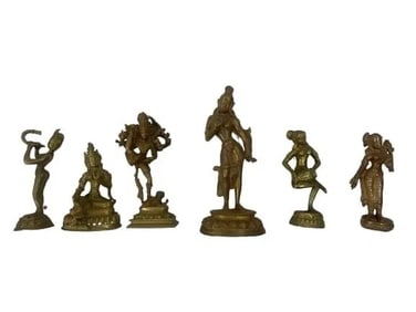 A collection of decorative brass Goddess Parvati & Buddhist statues