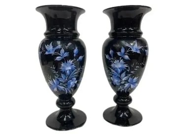 Pair of hand painted decorative glass Vase